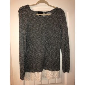 Gray Sweater with Lace